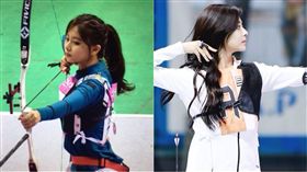 ▲TWICE子瑜射箭畫面引起大眾關注。（合成圖／翻攝自TWICEONCELAND、MBC官網）