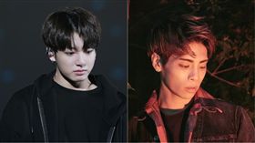 ▲柾國翻唱鐘鉉生前創作的《嘆息》。（合成圖／翻攝自BTS、SHINee臉書）