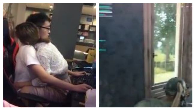 隔壁男爽抱女友吃雞　單身狗哭了
