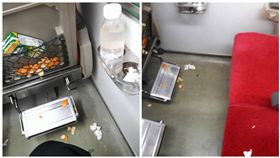 台鐵座位滿是垃圾和果皮（圖／翻攝自爆怨公社）