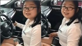 汽車女業務超狂介紹，頭可伸進駕駛座（圖／翻攝自「這畫面太污我不敢看」的《微博》）