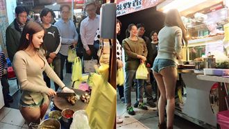 台中滷味妹晃雪乳　男客湧入看到出神