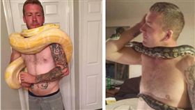英國一名31歲男子布蘭登（Dan Brandon）非常喜愛蛇、蜘蛛等爬蟲類，日前他在家中倒地身亡，家人則發現布蘭登屍體旁有一條蟒蛇，因此推斷布蘭登可能遭蛇活活纏死。昨（24）日法院證實，布蘭登死因是被蛇纏繞致死，也可能是英國被蟒蛇殺害的首例。（圖／翻攝自太陽報）