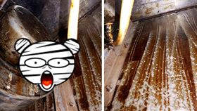  就快農曆過年了！不少人家中開始大掃除，不過有網友抱怨，他花錢請人清洗排油煙機，但對方卻沒清潔乾淨，讓她無奈嘆，「自己隨便冼洗好像更乾淨！」其他網友看到後，紛紛傻眼問「是我眼睛業障重？這…有洗嗎？」（圖／翻攝自爆怨公社）