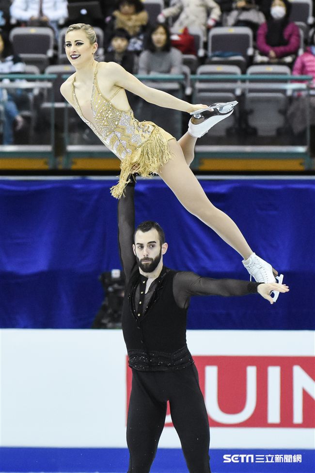 四大洲花式滑冰錦標賽雙人長曲美國選手Ashley Cain、Timothy Leduc。 圖／記者林敬旻攝