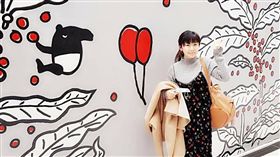 ▲福原愛與馬來貘壁畫的合照。（圖／翻攝自福原愛臉書）