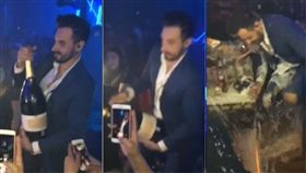 西班牙,香檳,西裝,伊維薩島,Ibiza,酒吧,夜店,崩潰,碎裂,嚇呆　圖／翻攝自YouTube https://goo.gl/zeGMqs