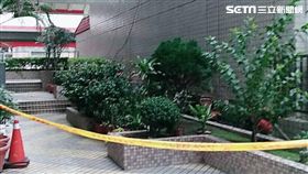 劍潭路男子跳樓輕生身首異處現場（翻攝畫面）