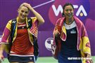 WTA台灣公開賽女子雙打詹皓晴、芭波絲 Timea Babos。（圖／記者林敬旻攝）