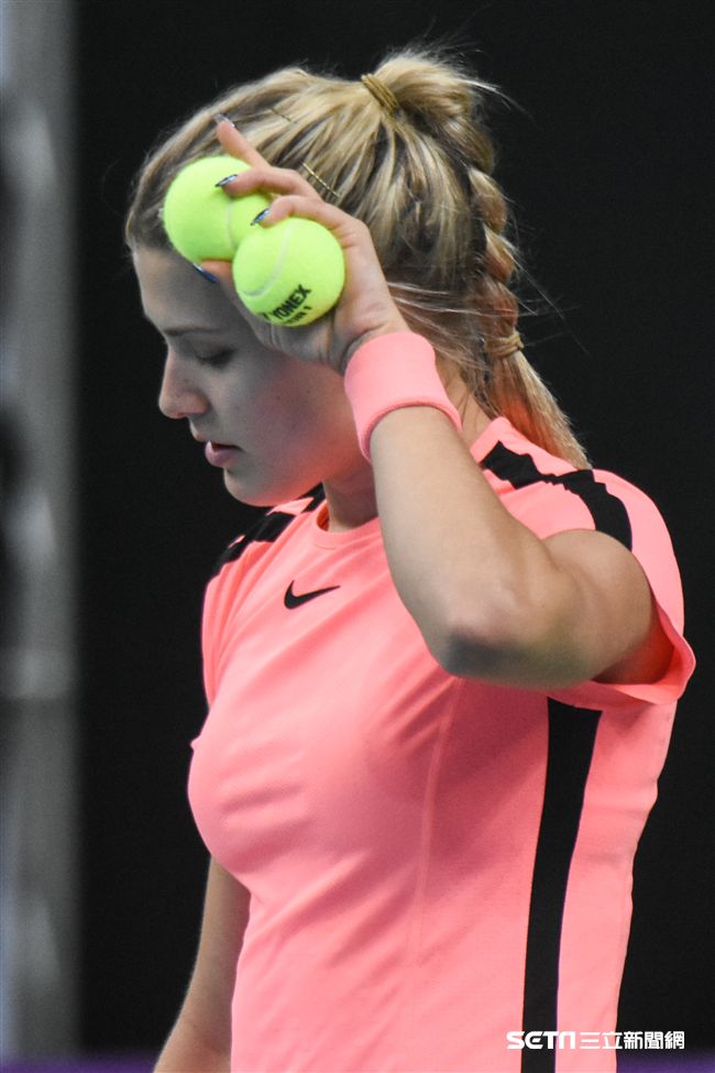 WTA台灣公開賽單打Eugenie Bouchard 尤金妮·布夏德。（圖／記者林敬旻攝）