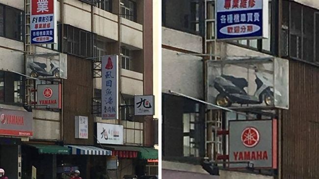 最狂展示櫃！機車行將真機車掛牆上