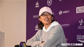 WTA台灣公開賽，謝淑薇露面接受記者採訪。 圖／記者林敬旻攝
