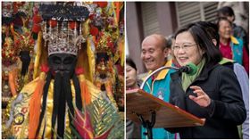 蔡英文、保生大帝（合成圖／大潭保安宮保生大帝臉書、總統府提供）
