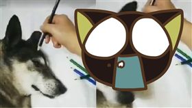 哈士奇,狗,月月,超獸偽畫,寵物,畫畫,色鉛筆,繪畫,逼真　圖／翻攝自爆料公社臉書　https://goo.gl/SJVftW