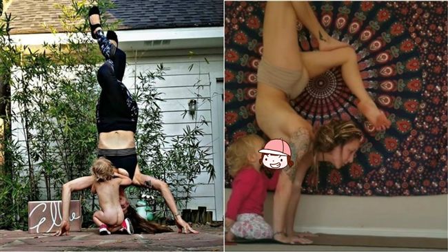 辣媽露上空倒立哺乳！讓網友都跪了