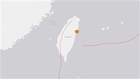 台灣地震圖（圖／翻攝自USGS）