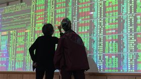 台股收盤跌38.16點（3）台北股市7日收盤下跌38.16點，為10355.76點，跌幅0.37%，成交金額新台幣1372.22億元，投資人觀望綠油油盤面。中央社記者董俊志攝　106年12月7日