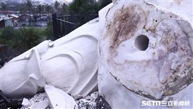 受不了強震摧殘觀音像斷成4節