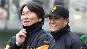 松井秀喜與巨人監督高橋由伸。（圖／翻攝自巨人推特）