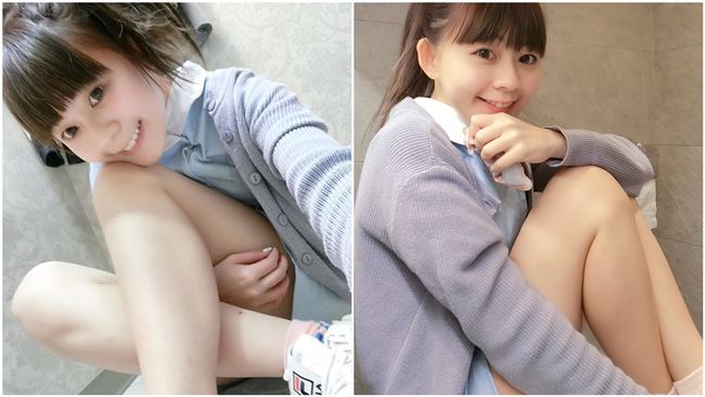 制服誘惑！曹佑寧校花女友蹲馬桶自拍