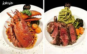 左　炙烤龍蝦義大利麵
右　板煎美式牛排義大利麵