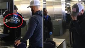 美國路易斯安那州一名父親安德烈森（Ted Andressen）為了要惡整兒子，偷偷將長12吋（約30.48公分）假陽具放在兒子行李內，當兒子準備過海關時，女關員從他行李中搜出假陽具，兒子看到後才發現自己被整了，低頭掩面哭笑不得，就連一旁的女關員也嘴角失守，忍不住偷笑。（圖／翻攝自臉書Ted Andressen）