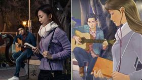 周杰倫「等你下課」MV、真人版翻拍（圖／YouTube、The EDGE 邊緣人影像事務所提供）