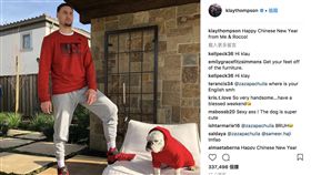 ▲Thompson與愛犬合影拜年。（圖／翻攝自Klay Thompson的IG）