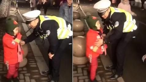 多日未見交警爸　4歲兒燈會最暖偶遇