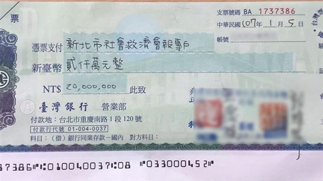 無名氏今年再出手　捐2千萬給新北