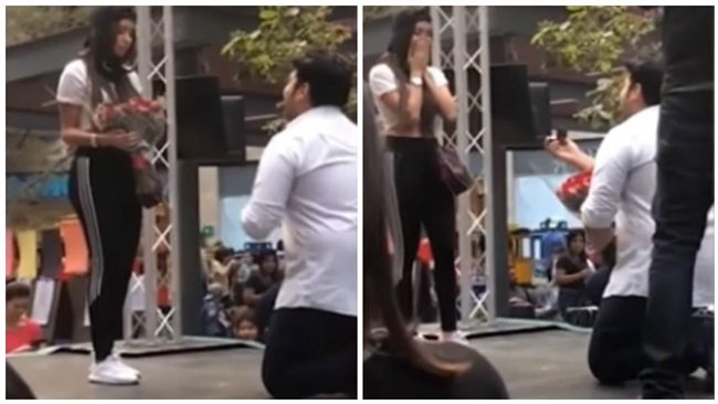 當眾下跪求婚好浪漫　下一秒竟超悲劇