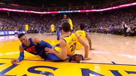 Zaza Pachulia與Russell Westbrook爭議防守（圖／翻攝自YouTube）