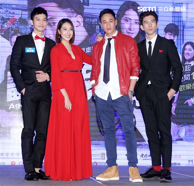 「翻牆的記憶」男女主角何潤東、楊晴演員修杰楷、鄒承恩。（記者邱榮吉/攝影）