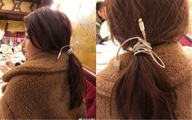 孫怡充電線當髮圈,翻攝自微博