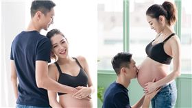 楊千霈，老公洪家傑，懷孕，孕肚。（合成圖／翻攝自臉書）