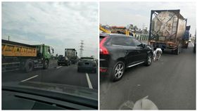 VOLVO,富豪汽車,車禍,聯結車,瑞典戰車,夾擊,包夾,零件（圖/翻攝自爆料公社）