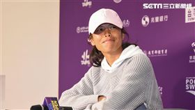WTA台灣公開賽，謝淑薇露面接受記者採訪。 圖／記者林敬旻攝