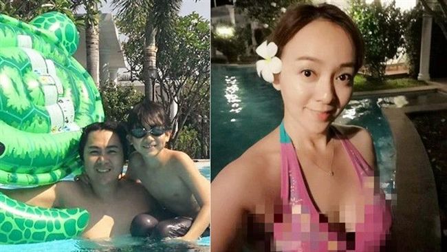 季芹比基尼曬雪乳！兒子規定打馬賽克