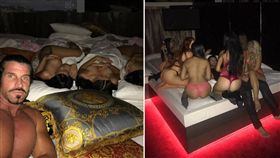 澳洲一名46歲煙草大亨貝農（Travers Beynon），常在社群平台分享一男床戰多女的「戰績」影片。貝農在去年12月底舉辦1000人的性愛淫趴，號稱是「世界上最大的室內派對」，耗資新台幣約4千萬元打造。（圖／翻攝自candyshopmansion IG）