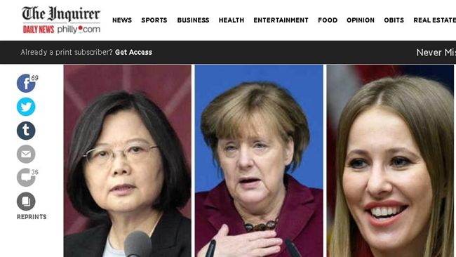 值得關注的女領導人　總統蔡英文入選