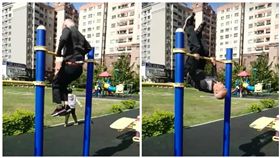 公園超猛阿公拉單槓（圖／翻攝自爆廢公社）