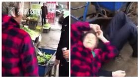  大陸,城管,賣菜,碰瓷,警告,倒地,躺地,占道,三輪車(圖/翻攝自看看新聞)