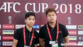 ▲航源FC球員徐翊（左）、執行教練洪慶懷（右）。（圖／記者蔡宜瑾攝影）