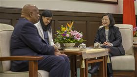 蔡英文總統上午接見聖露西亞駐台大使艾曼紐（Hubert Emmanuel）。（圖／總統府提供）