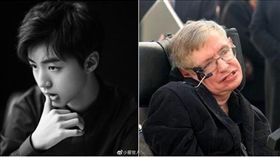 霍金回答王俊凱問題，王俊凱悼念霍金。（合成圖／翻攝自微博）