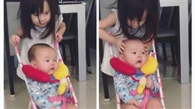 ▲Mia在家也會照顧4個月大的弟弟了。（圖／翻攝自臉書）