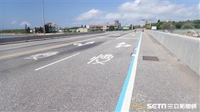 自行車道,藍色標線。