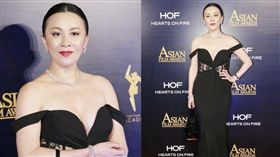 第12屆亞洲電影大獎，劉嘉玲，紅毯。（合成圖／翻攝自微博）