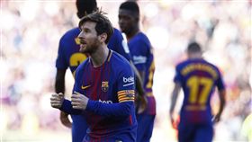 ▲梅西進球晃肩抖奶慶祝。（圖／美聯社／達志影像）