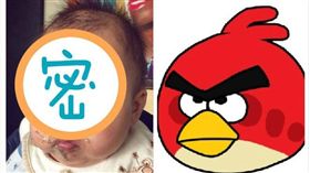 ▲林可彤PO出兒子嘟嘴樣，神似憤怒鳥。（圖／翻攝自林可彤臉書）